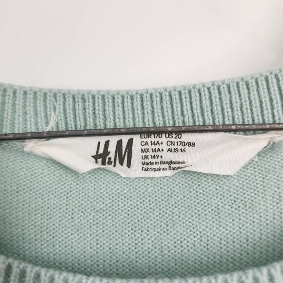 H&M Mint Green Christmas Lights "Let It Glow" Sweater Womens Size 20 - Picture 3 of 4